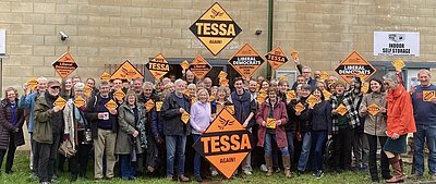 Members and supporters outside the 2024 campaign office